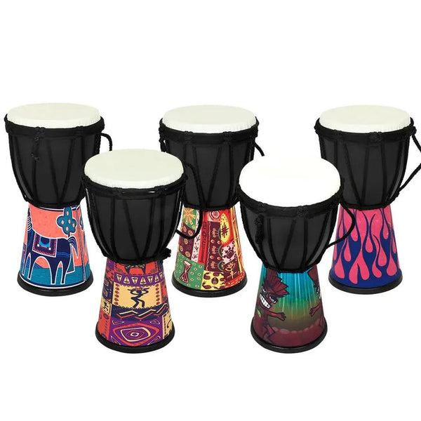 KTM-571219 4 Inch African Hand Drum with Goat Skin Top – Ideal for Beginners and Hand Clapping Activities