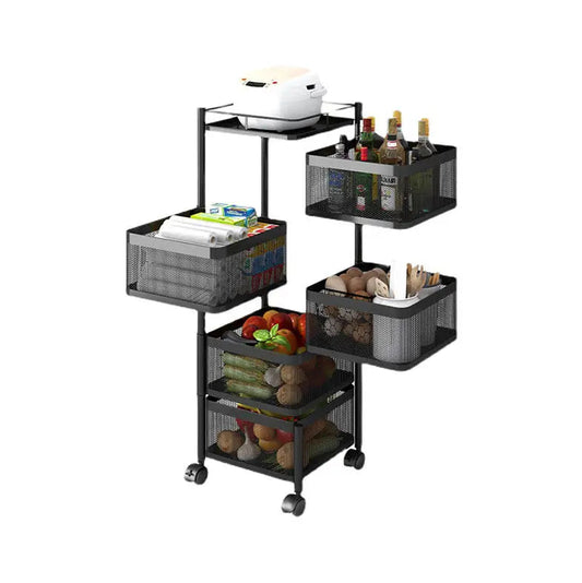 KTM-586963 Five-Layer Metal Kitchen Organizer with Detachable Wheels and Four-Layer Fruit & Vegetable Storage Baskets