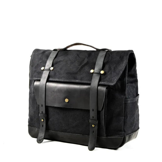 KTM-590547 Classic Canvas Leather Saddle Bag for Motorcycle Travel with Waterproof Waxed Twill and Versatile Messenger Design