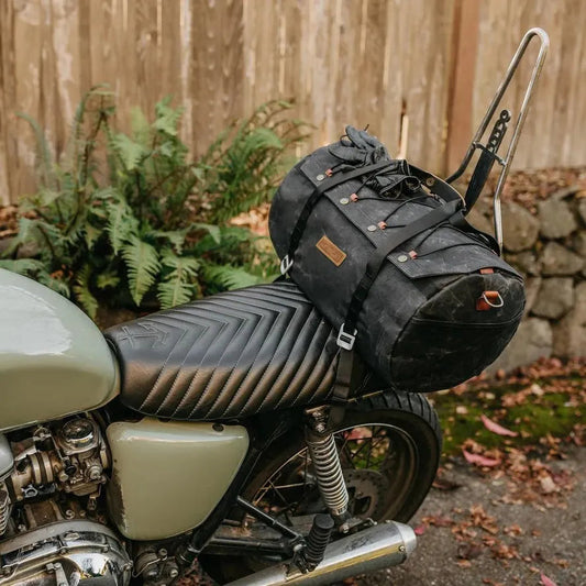 KTM-601555 Waterproof Canvas Motorcycle Rear Bag with Zipper Closure and Multiple Pockets - 28L Capacity