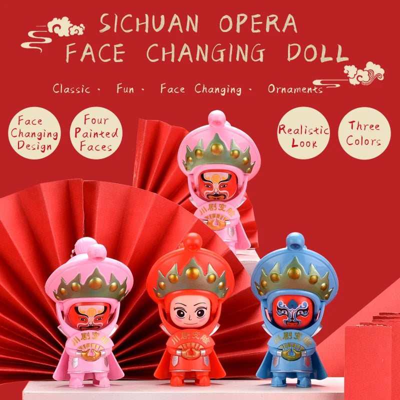 KTM-661267 Creative Mini Action Figure Toy - Chinese SiChuan Opera Face-Changing Educational Toy for Kids, 6x5.5x10.3cm