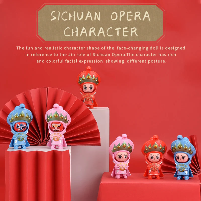 KTM-661267 Creative Mini Action Figure Toy - Chinese SiChuan Opera Face-Changing Educational Toy for Kids, 6x5.5x10.3cm
