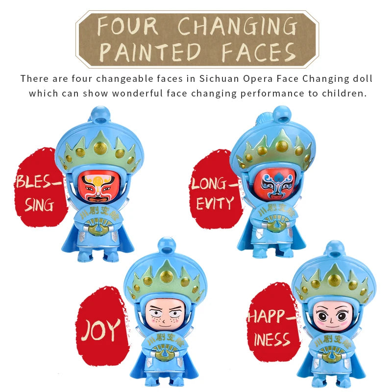 KTM-661267 Creative Mini Action Figure Toy - Chinese SiChuan Opera Face-Changing Educational Toy for Kids, 6x5.5x10.3cm