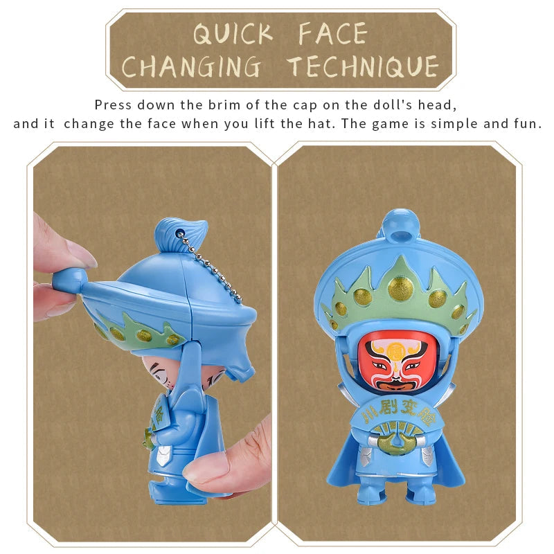 KTM-661267 Creative Mini Action Figure Toy - Chinese SiChuan Opera Face-Changing Educational Toy for Kids, 6x5.5x10.3cm