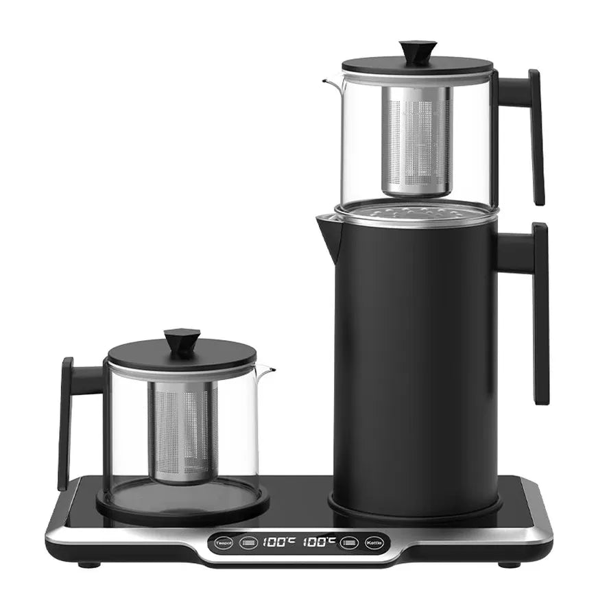KTM-677907 Electric Glass Teapot with Temperature Control and 2.7L Capacity, Automatic Shut-Off, Stainless Steel Design