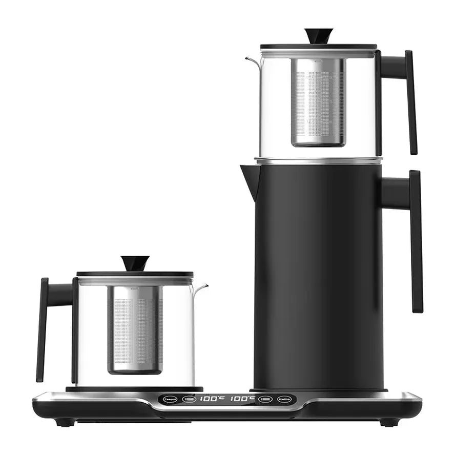 KTM-677907 Electric Glass Teapot with Temperature Control and 2.7L Capacity, Automatic Shut-Off, Stainless Steel Design