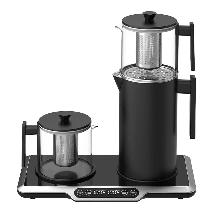 KTM-677907 Electric Glass Teapot with Temperature Control and 2.7L Capacity, Automatic Shut-Off, Stainless Steel Design