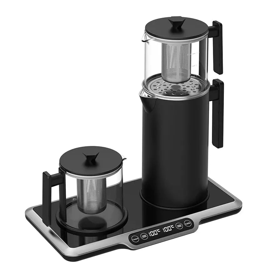 KTM-677907 Electric Glass Teapot with Temperature Control and 2.7L Capacity, Automatic Shut-Off, Stainless Steel Design