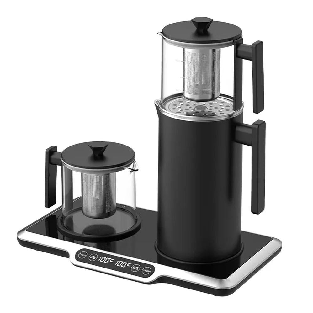 KTM-677907 Electric Glass Teapot with Temperature Control and 2.7L Capacity, Automatic Shut-Off, Stainless Steel Design