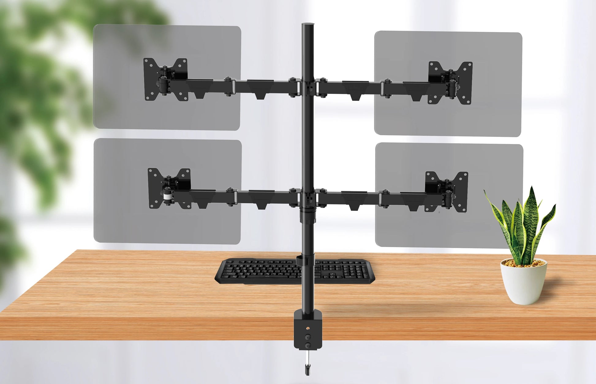 KTM-684883 Height Adjustable Desktop Monitor Stand for Ergonomic Viewing