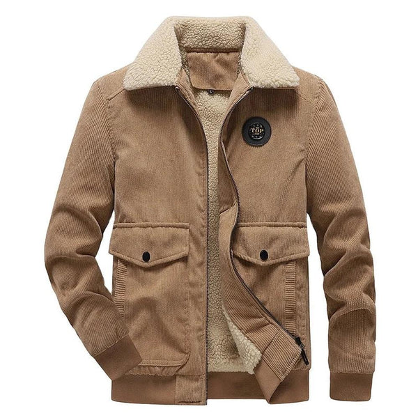 KTM-692499 Mens Winter Iacket Coat Striped Velvet Cotton With Thickened Lamb Cashmere Plus Size Men's Jackets Men's Coats