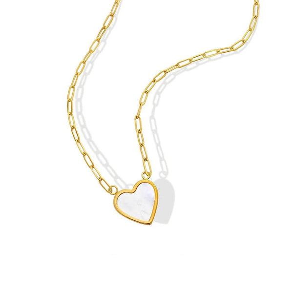 KTM-710995 18k Gold Plated Heart Shell Pendant Necklace Trendy Stainless Steel Jewelry Wholesale