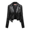 KTM-720083 Women's PU Leather Jacket With Long Sleeves Short Motorcycle Suit Puffer Style Fashionable Jacket Jacket Custom