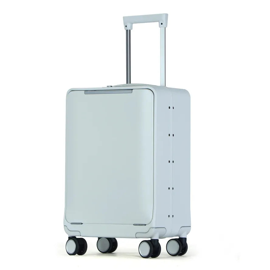 KTM-735123 Aluminium Hard Case Trolley Suitcase with 4 Spinner Wheels and Front Opening for Travel