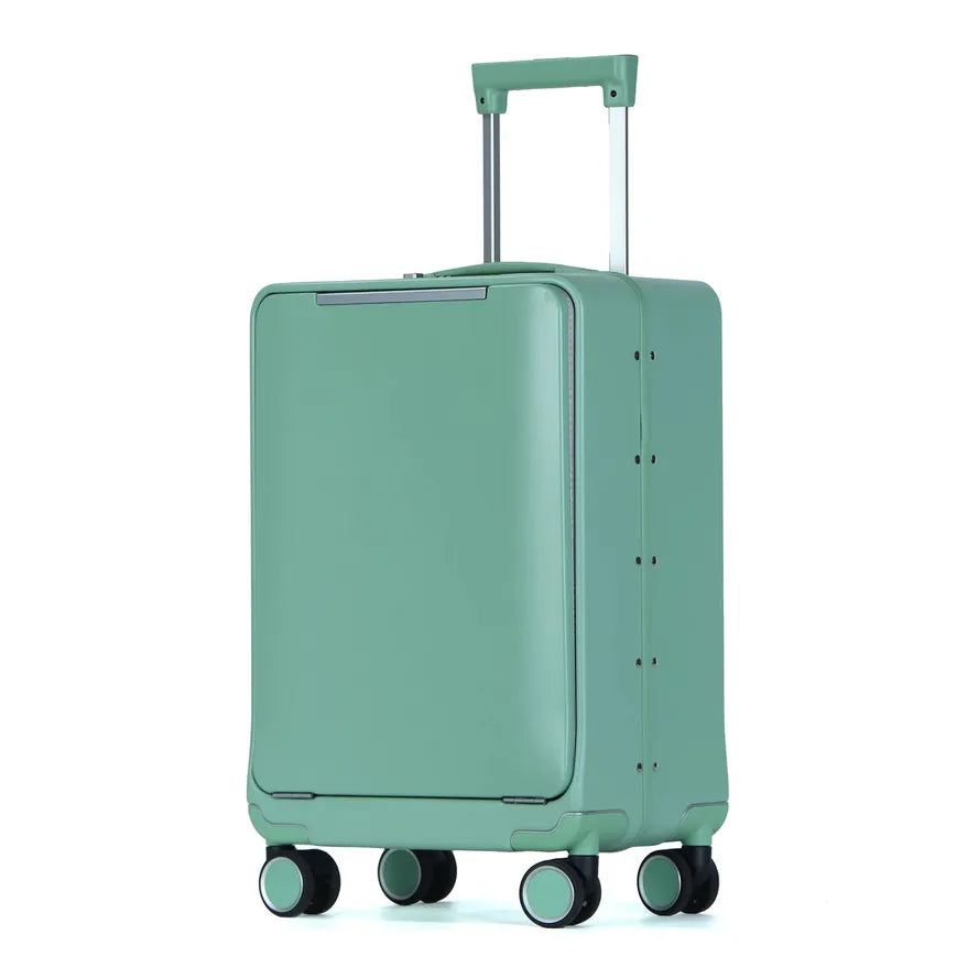 KTM-735123 Aluminium Hard Case Trolley Suitcase with 4 Spinner Wheels and Front Opening for Travel