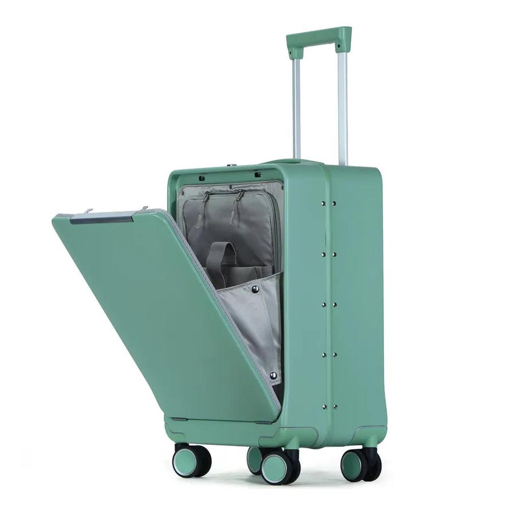 KTM-735123 Aluminium Hard Case Trolley Suitcase with 4 Spinner Wheels and Front Opening for Travel