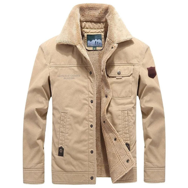 KTM-744275 Winter Cotton Clothing Men's Velvet Thickening Flip Collar Warm Jacket Loose Plus Size Cotton Jacket Men's Coats