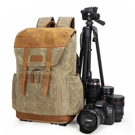 KTM-753235 Waterproof Canvas SLR Camera Hiking Backpack for Outdoor Photography