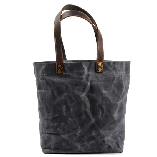 KTM-766675 Vintage Women's Waterproof Handbag in Waxed Canvas and Leather - Classic Shoulder Bag