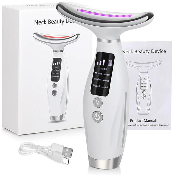 KTM-769875 Neck and Face Massage Device with Red Light Therapy, EMS Vibration, and LED Heating for Skin Rejuvenation
