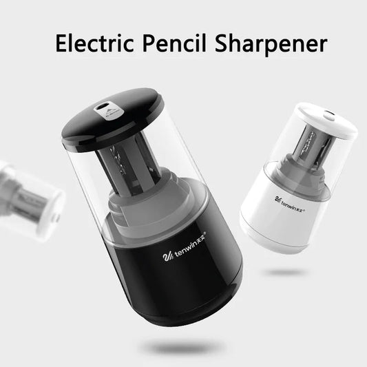 KTM-790803 Heavy-Duty Electric Pencil Sharpener with Helical Steel Blade for USB, AC, or Battery Operation