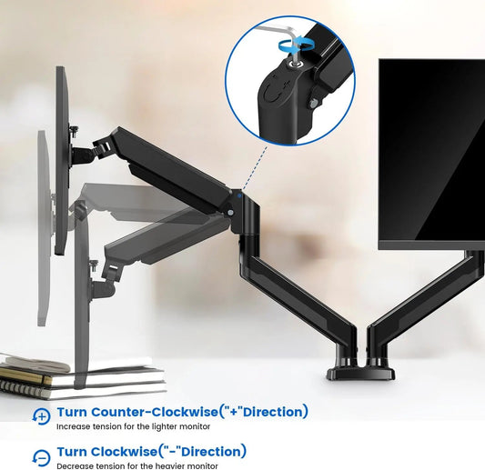 KTM-804883 Adjustable Gas Spring Monitor Arm for 10-22kg Displays, VESA Mount Compatible for Screens Up to 32 Inches