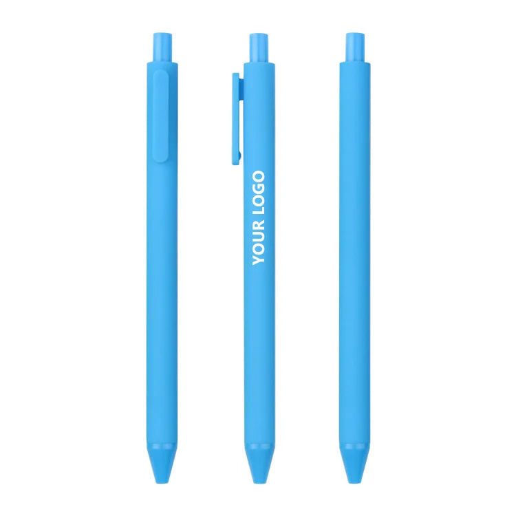 KTM-864979 Custom Logo Printed Retractable Ballpoint Pen with Soft Rubber Grip in Multiple Colours