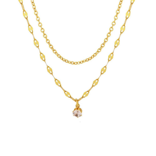 KTM-868307 2024 Hot Sale Wholesale Stainless Steel Chain Lip Chain With CZ Zircon Diamond Dangling O Ring Linked Chain Necklace Women Hot