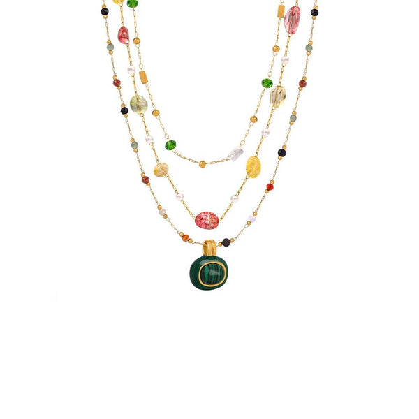 KTM-878547 2024 Fashion Designer Freshwater Pearl Necklaces Bracelets Sets Women 316L Stainless Steel Coffee Bean Chain Waterproof Necklace