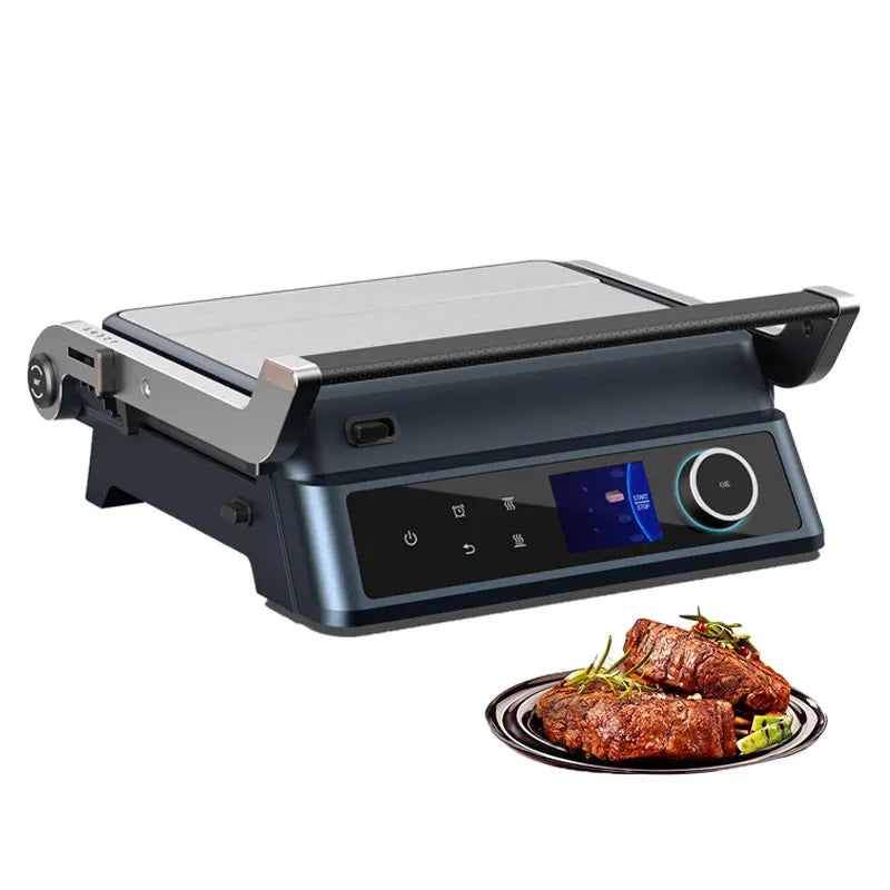 KTM-882963 Digital Glass Surface Smokeless Indoor Panini Grill - 180 Degrees Opening Contact Toaster