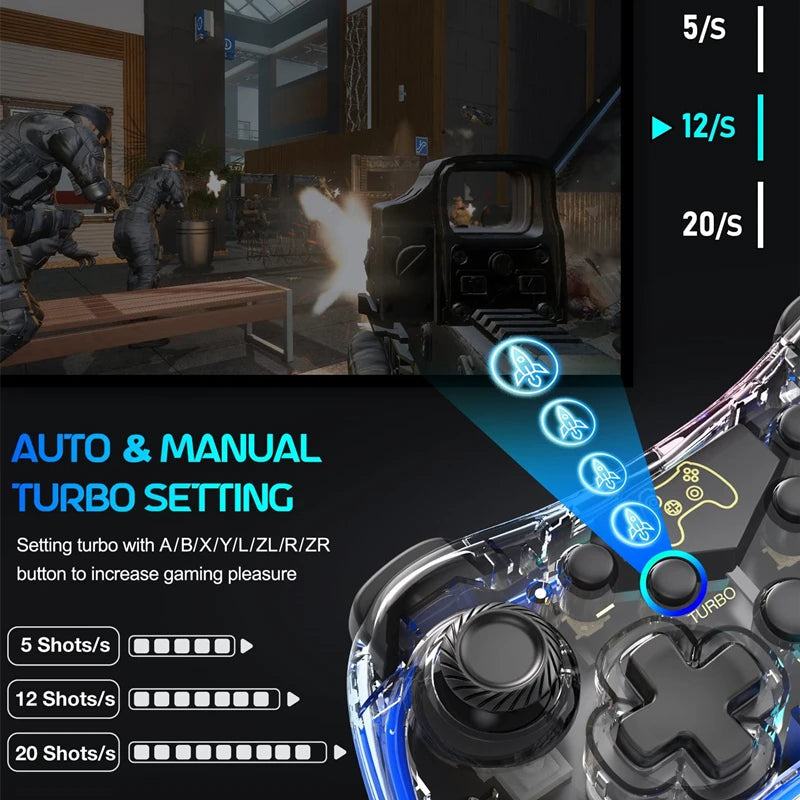 KTM-919315 RGB Wireless Pro Controller for Nintendo Switch, Switch Lite, OLED, Android, iOS, Windows PC