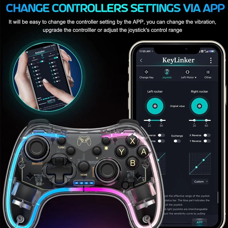 KTM-919315 RGB Wireless Pro Controller for Nintendo Switch, Switch Lite, OLED, Android, iOS, Windows PC