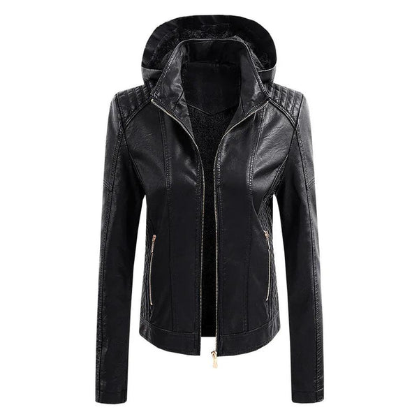 KTM-930707 Hooded Jackets Custom Detachable PU Coats Leather Jackets Clothing Brand Jacket