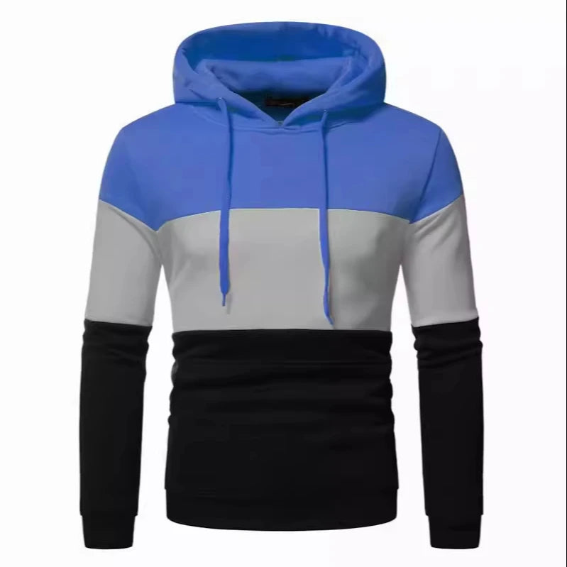 KTM-942931 Men's Custom Sweatshirt Autumn and Winter 3 Color Splicing Pullover Hooded Casual Sweatshirt Set