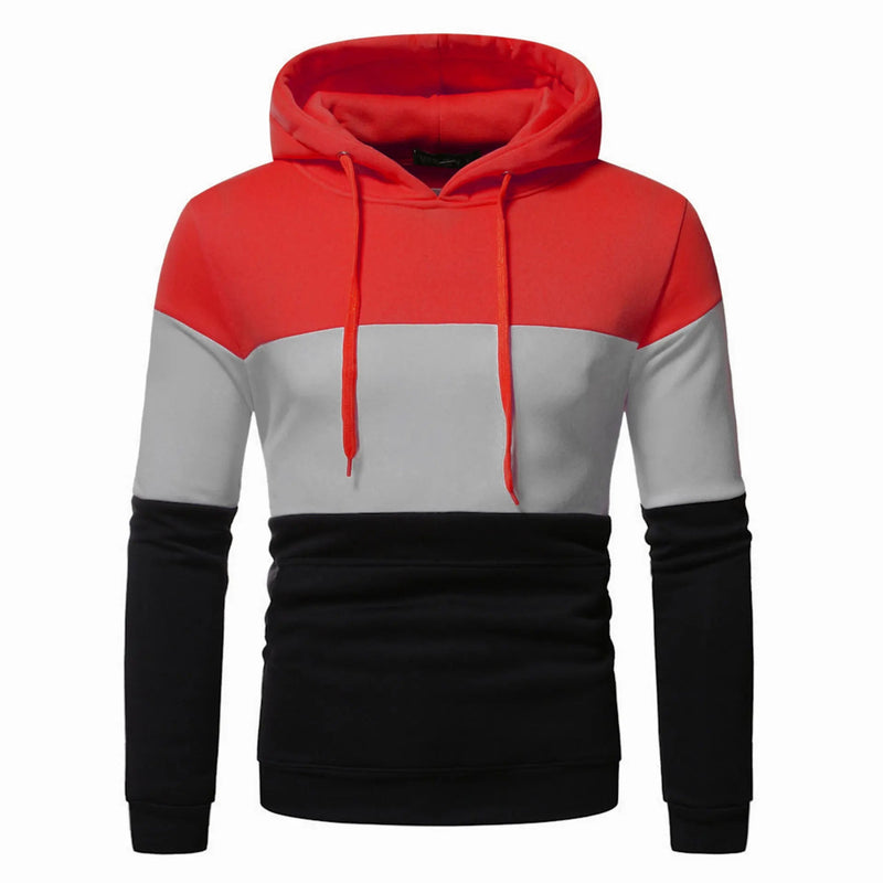 KTM-942931 Men's Custom Sweatshirt Autumn and Winter 3 Color Splicing Pullover Hooded Casual Sweatshirt Set