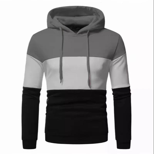 KTM-942931 Men's Custom Sweatshirt Autumn and Winter 3 Color Splicing Pullover Hooded Casual Sweatshirt Set