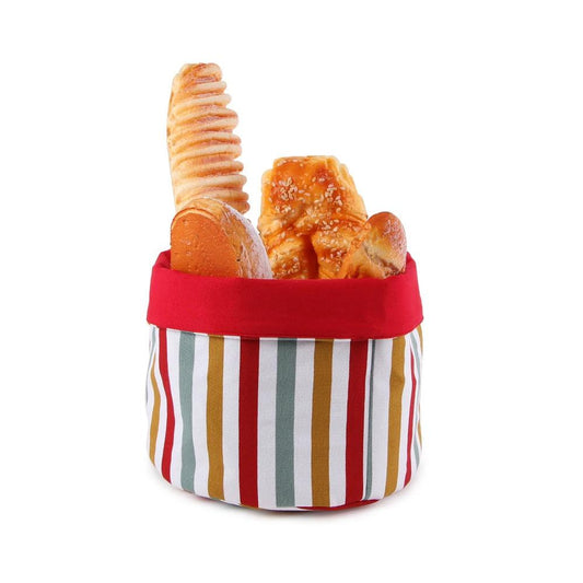 KTM-949779 Natural Cotton Fabric Foldable Bread Basket for Food Safe Storage