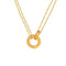 KTM-968403 Dainty 18k Gold Round Necklace Simple Double Circle Pendant Pure Gold Clasp Necklace Female