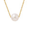 KTM-980371 Fashion Jewelry Gold Plated Freshwater Pearl Necklace Stainless Steel Chain Link Natural Pearl Pendant Necklace